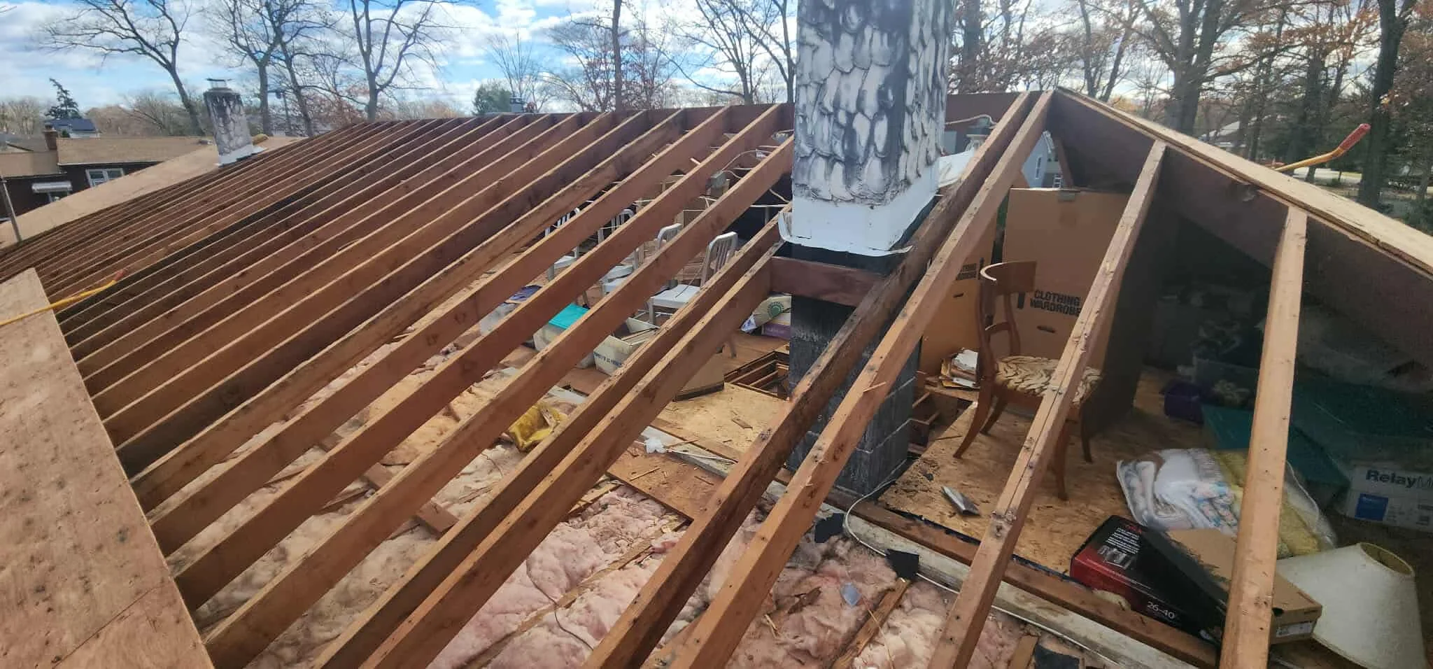 Roof decking inspected before new underlayment, Monroe Township NJ